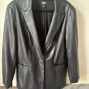 INC International Concepts Women's Black Faux Leather Blazer